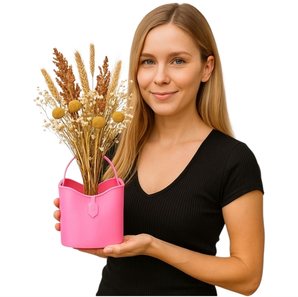 New Pink 3D Printed Mini Purse | Decorative Tote | 4.5" Wide x 4" High - Picture 1 of 7